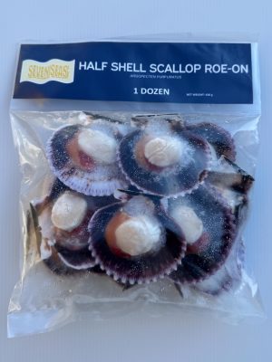 SEVENSEA - FROZEN HALF SHELL SCALLOP ROE ON 1 DOZEN SIZE 20/30 PERU (SÒ ĐIỆP CÓ TRỨNG)