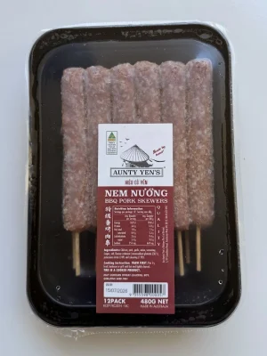 AUNTY YEN - FROZEN BBQ PORK SKEWERS 480GR (NEM NƯỚNG)