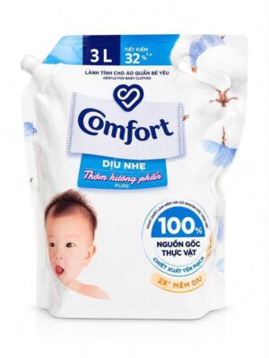 COMFORT PURE GENTLE POWDER SCENT 3L (NƯỚC XẢ VẢI COMFORT DỊU NHẸ THƠM HƯƠNG PHẤN)