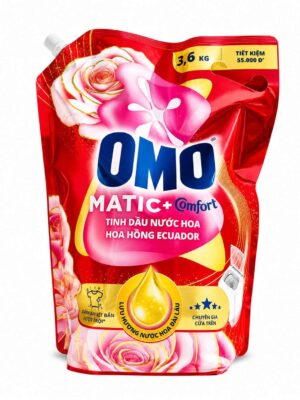OMO MATIC + COMFORT ECUADOR ROSE ESSENTIAL OIL 3.6KG (NƯỚC GIẶT OMO MATIC + COMFORT TINH DẦU NƯỚC HOA HỒNG ECUADOR)