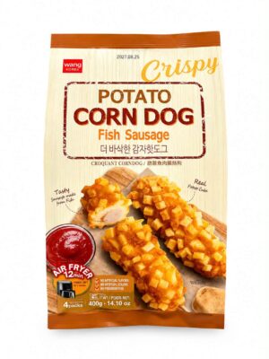 WANG KOREAN - FROZEN CRISPY POTATO CORN DOG FISH SAUSAGE 400G (XÚC XÍCH CÁ BỌC KHOAI TÂY)