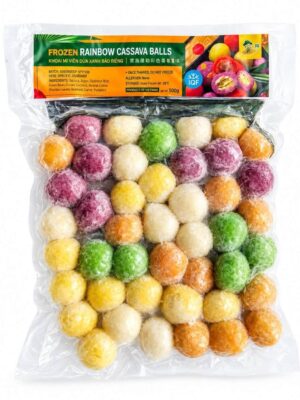 6RI - FROZEN RAINBOW CASSAVA BALLS 500G (KHOAI MÌ VIÊN ĐẬU XANH SẦU RIÊNG)