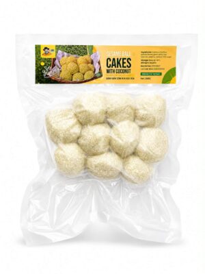 6RI - FROZEN SESAME BALL CAKES WITH COCONUT 500G (BÁNH RÁN CỐM NON XÀO DỪA)