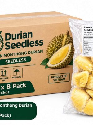 WHOLESALE - TOPFOOD – FROZEN SEEDLESS MONTHONG DURIAN - 2KG X 8 PACK (SẦU RIÊNG MONTHONG VIỆT NAM KHÔNG HẠT)