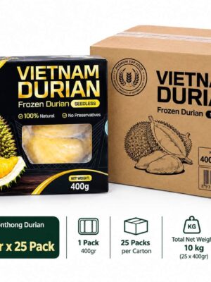 WHOLE SALE - TOPFOOD – FROZEN MONTHONG DURIAN SEEDLESS MONTHONG - 400GR X 25 PACK (SẦU RIÊNG MONGTHONG VIỆT NAM KHÔNG HẠT)